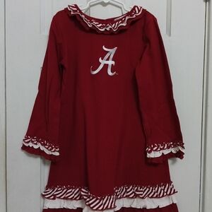 Alabama Football Girls Size 8 Red and White Ruffled Dress